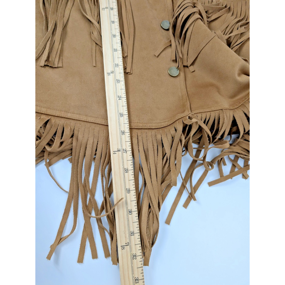 Powder River Outfitters Faux Suede Fringed Coat Jacket Sz M Western Boho Cowgirl - Picture 12 of 12